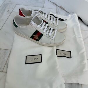 Gucci White Leather Ace Sneakers